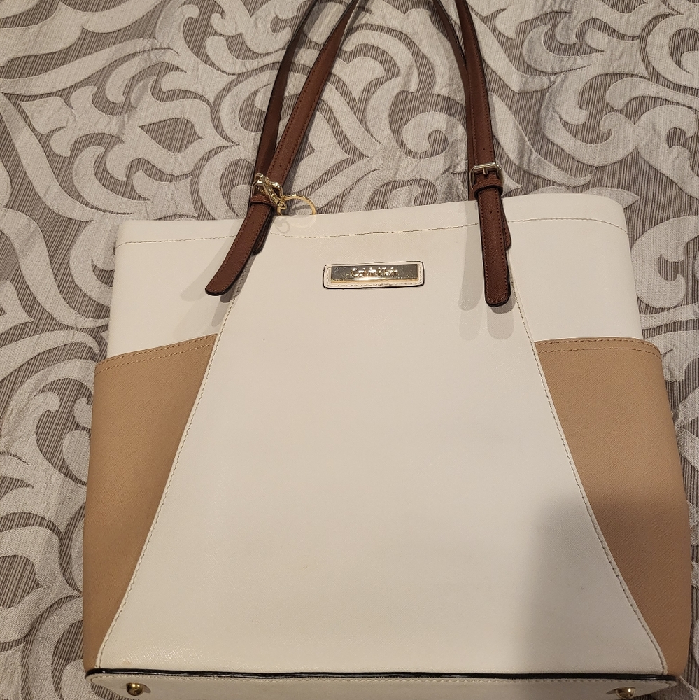 Calvin Klein White/Tan Tote Bag